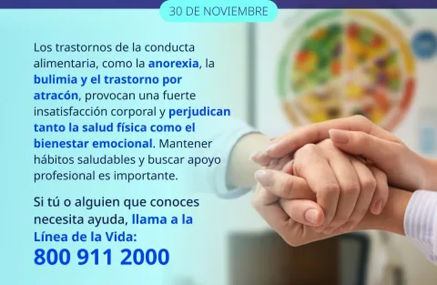 Secretaría de Salud llama a identificar señales tempranas de los trastornos de la conducta alimentaria.