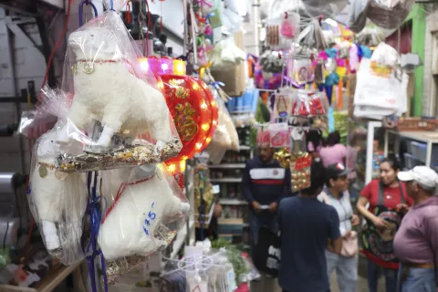 Hierbas y amuletos repuntan ventas por fin de año en Mercado Independencia en Puebla.