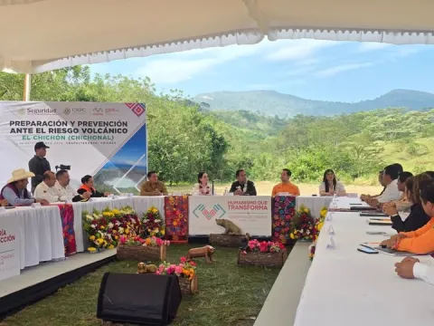 CNPC realiza recorrido de trabajo en Volcán El Chichonal, Chiapas, para fortalecer acciones de prevención.