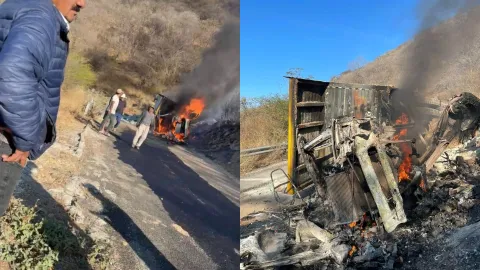 En Xicotlán, registran explosión de un camión con materiales de construcción 