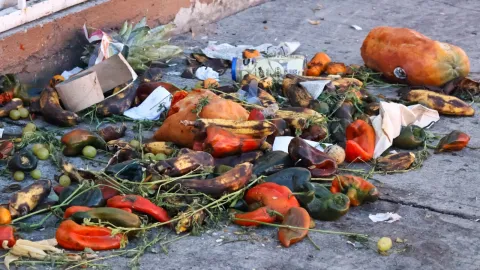Desechos orgánicos visibles este domingo en el mercado de Tlaxcala.