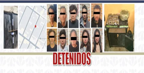 Desarticula la FGE con apoyo interinstitucional banda delictiva dedicada al narcomenudeo y robo a transeúntes; hay 10 personas detenidas y droga asegurada.
