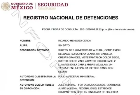 Ricardo Mendoza Cerón, segundo detenido por descarrilamiento del Tren Interoceánico.