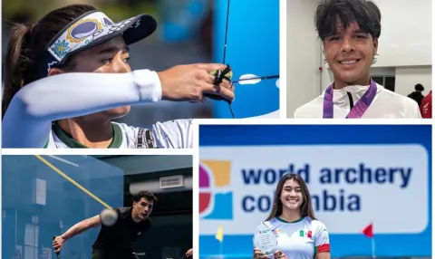 Leonel Cárdenas, Ángela Ruiz y Humberto Nájera en el podio internacional.