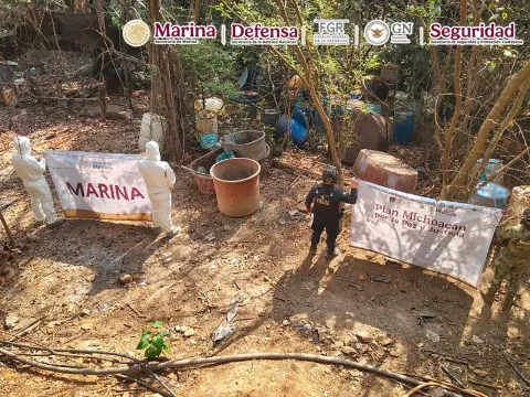 Autoridades federales desmantelan y destruyen laboratorios clandestinos en Durango, Sinaloa y Michoacán.