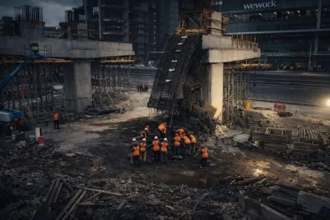 Cuatro heridos deja el colapso de estructura en L4 del Metro de Monterrey.