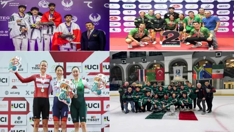 Atletas mexicanos hacen retumbar el himno nacional.