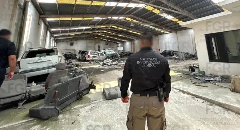 FGR asegura 15 vehículos blindados en Reynosa, Tamaulipas.