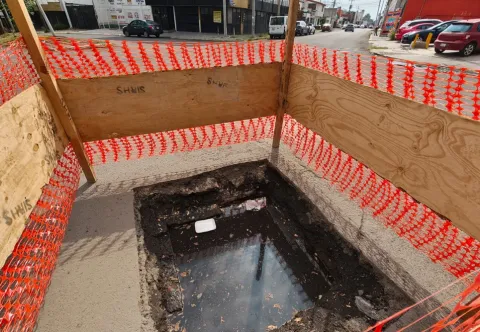 Se registra hundimiento en la calle 29 Sur en la ciudad de Puebla.