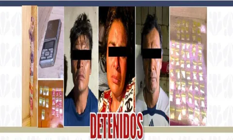Hay tres detenidos en Coxcatlán por narcomenudeo y aseguran droga.